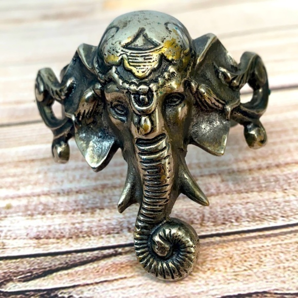 Vintage Silver Elephant Armband Cuff Bracelet